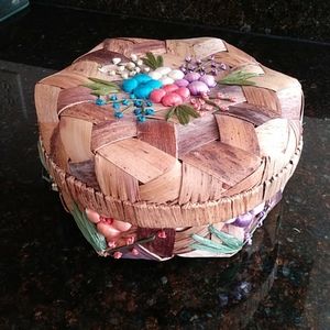 Vintage Floral Woven Tropical Versatile Nature Basket